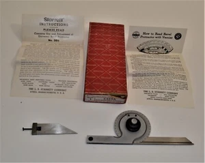 Starrett Universal Bevel Protractor C359A w Acute Angle Attachment w box papers - Picture 1 of 2