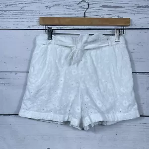 Polo Ralph Lauren Girls White Floral Eyelet Shorts Size 12 Belted MSRP $55 EUC - Picture 1 of 10