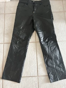 Armani Exchange 100% Black Leather Jeans Mens Size 32x34 Lining Read* - Picture 1 of 13