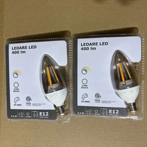 2 pack IKEA Ledare E12 LED Candle Bulb 400 Lm, Dimmable, 2700 K 5.3 W,904.323.92 - Picture 1 of 5