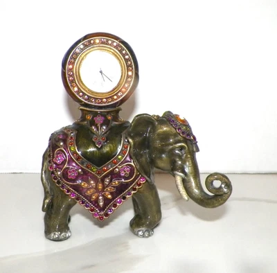 JAY STRONGWATER ENAMEL & RHINESTONE ELEPHANT DESK CLOCK - Image 1 of 4