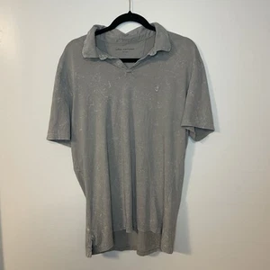 John Varvatos Bodhi Polo Shirt Men Large Grey Marble Wash Peace Sign Emblem EUC - Picture 1 of 7