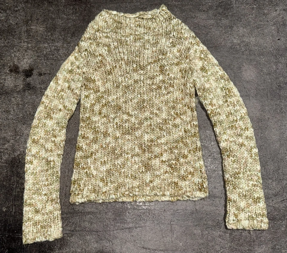 Suéter de Colección Años 90 Gap Grueso Tejido Cuello Simulado Oropel Verde Marrón Niñas 7-8 Foto 1 de 4