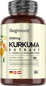 Kurkuma Extrakt Kapseln - 500mg Curcuma Extrakt - 180 Stück für 6 Monate - Vegan - Bild 1 von 6