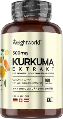 Kurkuma Extrakt Kapseln - 500mg Curcuma Extrakt - 180 Stück für 6 Monate - Vegan - Bild 1 von 4
