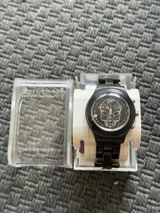 Genuine SWATCH DIAPHANE IRONY CHRONO SVCF4001AG FULL BLOODED BLACK SKULL - Picture 1 of 10