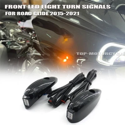 Señales de giro LED delanteras negras para Touring CVO Road Glide FLTRXSE 2018-2023 Foto 1 de 4