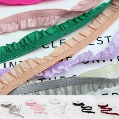 DIY Lace Trim Stretch Ruffle Ribbon Fabric for Wedding Bridal Dress Sewing Tool - Image 1 of 4