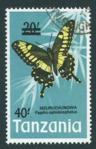 TANZANIA 1975 SG176 40/- surcharge on 20/- Butterfly - very fine used. Cat £15 - Picture 1 of 2