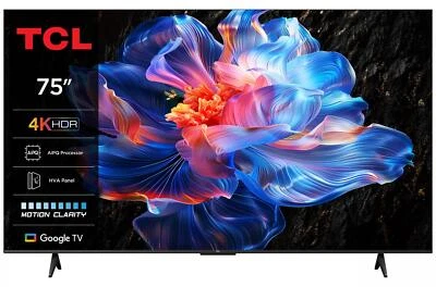 TCL Smart TV 75" 4K UHD LED Google TV Dolby Audio HDR10+ Classe E Nero 75P69K - Immagine 1 di 4