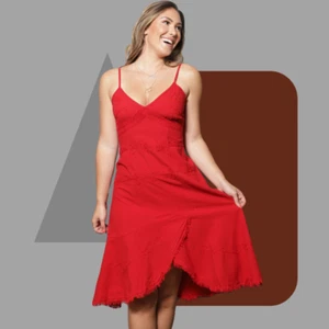 Woman Low High Midi Dress Natural Cotton Deep Red Embroidered S - Picture 1 of 20