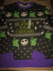 DISNEY'S TIM BURTON THE NIGHTMARE BEFORE CHRISTMAS SWEATER MENS XL OOGIE BOOGIE - Picture 1 of 7