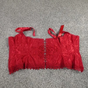 Fredricks Of Hollywood Corset Womens 34 Red Floral Lace Goth Bustier Lingerie - Picture 1 of 7