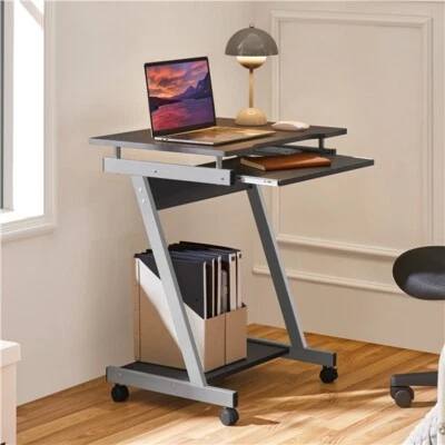 Computer Desk Z-Shaped with Keyboard Shelf Home Office Study PC Table Furniture - Image 1 of 4