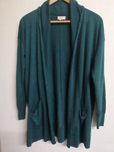 FAT FACE - WOMENS GREEN LONG LINE EDGE TO EDGE CARDIGAN - SIZE 14