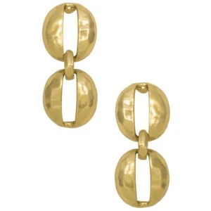 Pendientes colgantes Karine Sultan concha ovalada recortados placa de plata o placa de oro de 24 k - Imagen 1 de 4