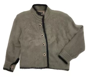 Venesha Angora Fuzzy Cardigan gefüttert Pullover Cardigan Damen Gr. Small grau - Bild 1 von 9