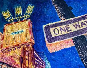 Beale St Cafe Original 11x14 Pen and Marker Drawing Landscape Memphis TN Blues - Picture 1 of 4