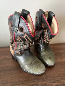 CRAFT DISPLAY ONLY BABY Toddler Cowboy Boots WORN SZ 7" LONG BLACK - Picture 1 of 7