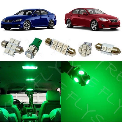 Paquete interior de 14 luces LED verdes para Lexus IS250 2006-2013, IS350, ISF LI1G Foto 1 de 4