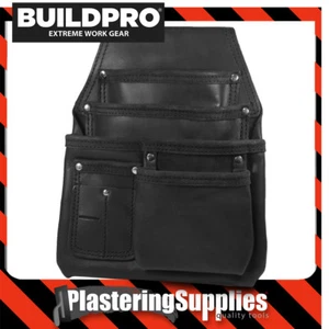 BuildPro Nail Bag 4 Pocket Leather Heavy Duty Stitching Pouch LBNBF4B - Picture 1 of 2