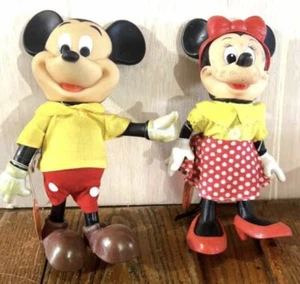 Vintage Walt Disney Productions Micky Maus + Minnie Mouse Kunststoff 8" Figuren - Bild 1 von 8