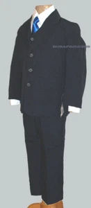NEW TODDLER BOY (Sz 5) FORMAL 5 PCS Navy SUIT SET w/Bright Blue Tie,Party Event - Picture 1 of 6