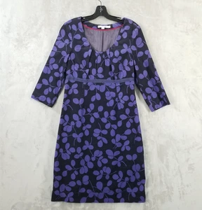 Boden Dress 8L Floral Black Purple 100% Cotton Micro Cord Side Zip Lined Preppy - Picture 1 of 12