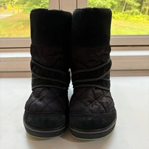 SOREL Glacy Size 9 Women's Black Suede quilted pull on Waterproof Winter Boots - Picture 1 of 12