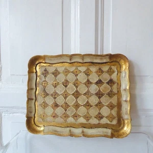 Florentiner Holz Tablett Vintage - Bild 1 von 8