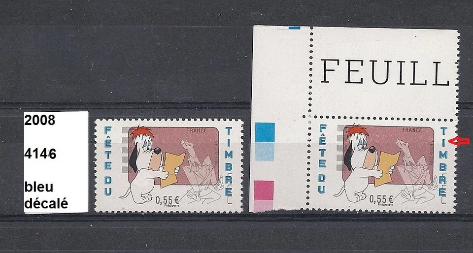 variété de 2008 neuf** Y&T n° 4146 bleu décalée - Photo 1/1