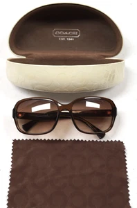 COACH S3012 Sunglasses CE125 Brown Tinted Rounded Rectangle Womens Large D212 - Picture 1 of 15