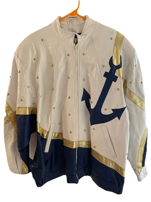 Chaqueta de cuero Rosenthal de colección para mujer talla M años 80’s elegante hombreras náuticas Foto 1 de 4