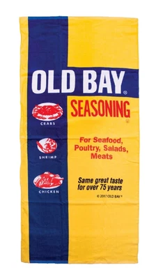 Old Bay Can Logo Beach Bath Towel NEW Fast Free Ship - Image 1 of 4