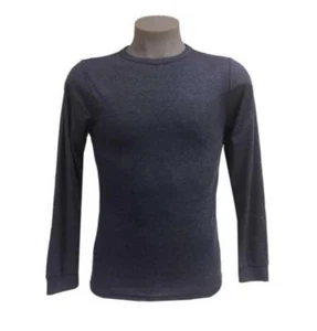 New Men's Heat Keep Performance Base Layer Ribbed Long Sleeve Crew Navy Small - Picture 1 of 1