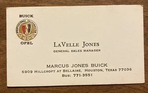 Tarjeta de visita vintage de concesionario de ventas de autos Buick Opel de los años 70 Houston Texas P1H - Imagen 1 de 9