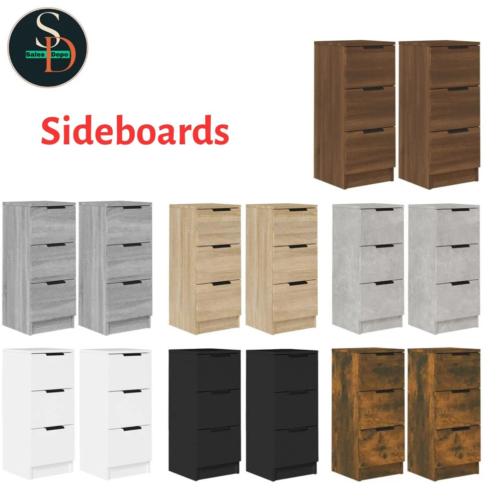 Modern 2pcs Sideboard Cabinet Nightstand Side Cabinet Engineered Wood VidaXL - Image 1 of 1