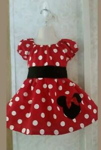 Handmade Girls Pink Polka Dot Minnie Mouse dress (Made to Order) Sizes 4T-10/12Y