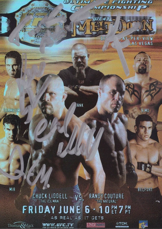 Chuck Liddell Ken Shamrock Tank Abbott Kimo Signed 2010 Topps UFC 43 Poster Card - Image 1 of 4