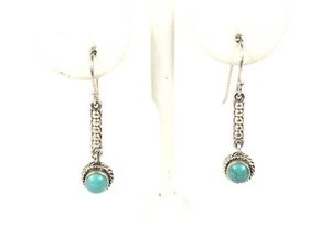 Delicate Blue Stone Dangle Drop Sterling Silver 925 Earrings Pre-Owned 1.25" - Picture 1 of 3