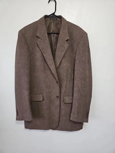 Monsieur Adolfo Mens Wool Blazer Jacket Brown Tweed 2 button sport coat READ - Picture 1 of 12
