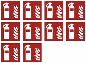 10xAufkleber Brandschutzzeichen"Feuerlöscher"Symbol Schild 5-40cm Folie ISO 7010 - Bild 1 von 1