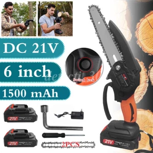 6 Zoll Kleine Akku-Elektrokettensäge 21V Mini Einhandsäge Astsäge Mit 2X Akkus - Bild 1 von 13