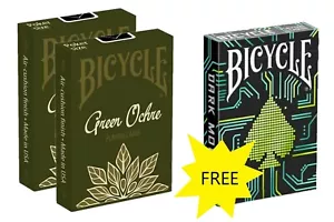 BICYCLE Poker Playing Cards, Green Ochre +1 Deck DARK MODE 2020 for FREE - Picture 1 of 3