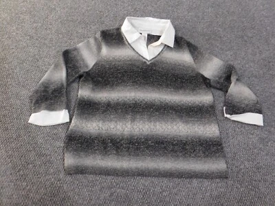 Alfred Dunner top medium gray pullover womens business casual geometric - Image 1 of 4