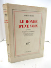 ARMAND ROBIN MONDE D'UNE VOIX POEMES POSTHUMES 1968 EO EX./ Bouffant NRF