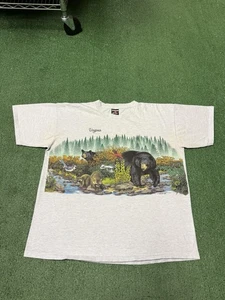 Vintage 90s Virgina Nature Wraparound Shirt Size 2XL Grey AOP Animals VTG MARKED - Picture 1 of 14