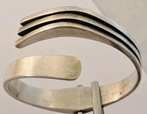 VTG Sigi Pineda Tasco Taxco Sterling Silver Hinged Cuff Bracelet 7" MODERNIST - Bild 1 von 13
