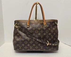 Louis Vuitton PALLAS MM Brown Monogram 2-Way Shoulder Bag Tote Removable Strap - Picture 1 of 17