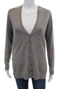 Theory Womens Wool Long Sleeve V Neck Button Down Cardigan Gray Size P - Picture 1 of 6